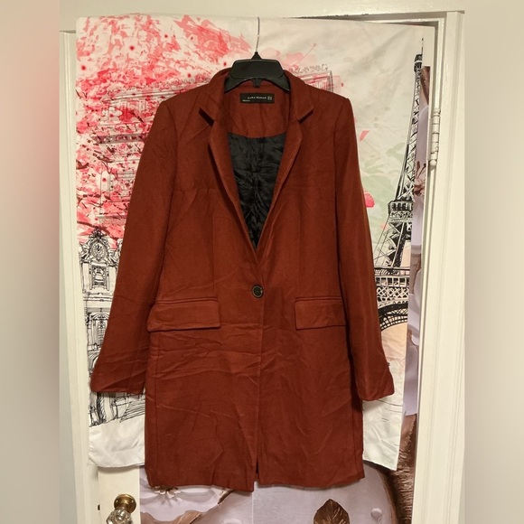 Zara Rust wool burnt orange red coat Women's Coat size xs - Picture 6 of 13